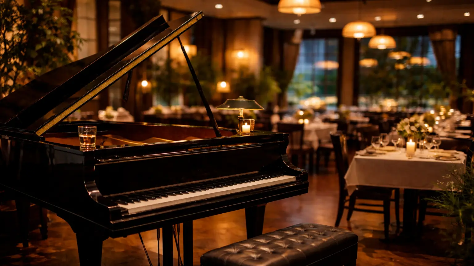 Piano d'un pianiste dans un restaurant